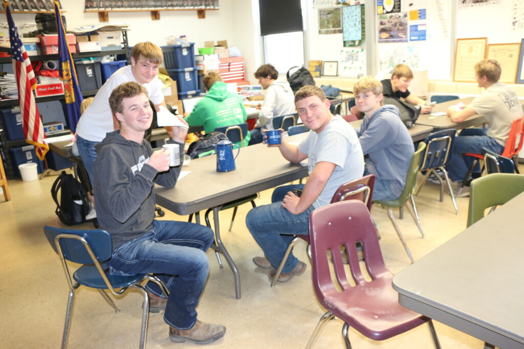 Sophomore boys enjoying ag class